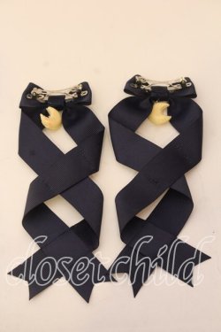 画像3: LOTUS ribbon / ツインテールリボンバレッタ  ネイビー ムーンチャーム O-25-12-26-052-EL-ZA-IG-ZT432-F003