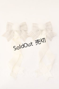 画像1: LOTUS ribbon / ツインテールリボンバレッタ  ベージュ ファー O-25-12-26-053-EL-ZA-IG-ZT432-F003