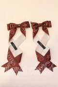 LOTUS ribbon / ツインテールリボンバレッタ  ブラウン×ロゴ O-25-12-26-055-EL-ZA-IG-OS