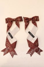 画像1: LOTUS ribbon / ツインテールリボンバレッタ  ブラウン×ロゴ O-25-12-26-055-EL-ZA-IG-ZT432-F004 (1)