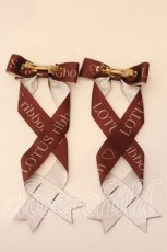 画像2: LOTUS ribbon / ツインテールリボンバレッタ  ブラウン×ロゴ O-25-12-26-055-EL-ZA-IG-ZT432-F004 (2)