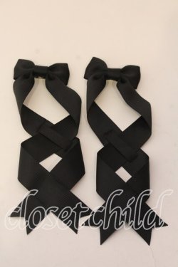 画像1: LOTUS ribbon / ツインテールリボンバレッタ  クロ 　グログラン O-25-12-26-056-EL-ZA-IG-OS
