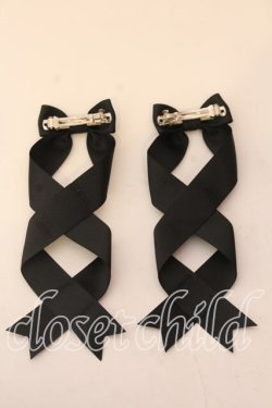 画像2: LOTUS ribbon / ツインテールリボンバレッタ  クロ 　グログラン O-25-12-26-056-EL-ZA-IG-OS