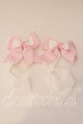 LOTUS ribbon / ツインテールリボンバレッタ  シロ×ピンクグログラン O-25-12-26-060-EL-ZA-IG-OS