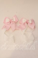 画像1: LOTUS ribbon / ツインテールリボンバレッタ  シロ×ピンクグログラン O-25-12-26-060-EL-ZA-IG-ZT434-F005 (1)