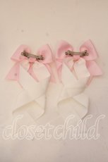 画像2: LOTUS ribbon / ツインテールリボンバレッタ  シロ×ピンクグログラン O-25-12-26-060-EL-ZA-IG-ZT434-F005 (2)