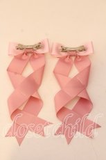 画像2: LOTUS ribbon / ツインテールリボンバレッタ  ピンク×グログラン O-25-12-26-061-EL-ZA-IG-ZT434-F005 (2)