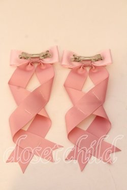 画像2: LOTUS ribbon / ツインテールリボンバレッタ  ピンク×グログラン O-25-12-26-061-EL-ZA-IG-OS