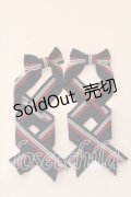 LOTUS ribbon / ツインテールリボンバレッタ  ネイビー×ストライプ O-25-12-26-062-EL-ZA-IG-ZT0110C