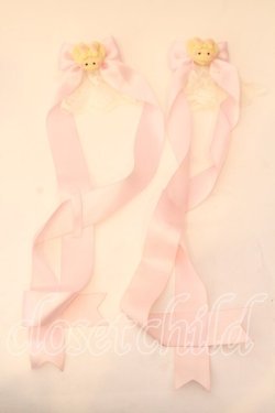 画像1: LOTUS ribbon / ツインテールリボンバレッタ  ピンク ウサギクッキー ジャボ O-25-12-26-065-EL-ZA-IG-OS