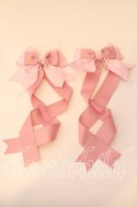 画像1: LOTUS ribbon / ツインテールリボンバレッタ  ピンク×ストライプ O-25-12-26-067-EL-ZA-IG-ZT434-F005 (1)