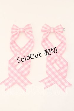 画像1: LOTUS ribbon / ツインテールリボンバレッタ  ピンク×シロギンガム O-25-12-26-071-EL-ZA-IG-OS