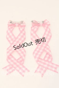 画像2: LOTUS ribbon / ツインテールリボンバレッタ  ピンク×シロギンガム O-25-12-26-071-EL-ZA-IG-OS