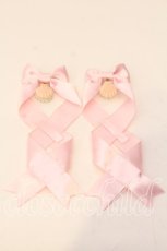 画像1: LOTUS ribbon / ツインテールリボンバレッタ  ピンク×シェルモチーフ O-25-12-26-075-EL-ZA-IG-ZT432-F003 (1)