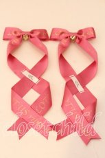 画像1: LOTUS ribbon / ツインテールリボンバレッタ  濃ピンクロゴ O-25-12-26-077-EL-ZA-IG-ZT432-F003 (1)