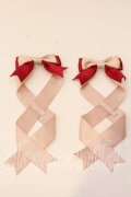 LOTUS ribbon / ツインテールリボンバレッタ  アカ×アイボリー O-25-12-26-078-EL-ZA-IG-OS