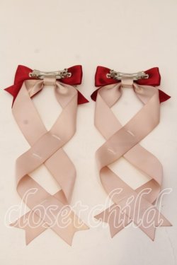 画像2: LOTUS ribbon / ツインテールリボンバレッタ  アカ×アイボリー O-25-12-26-078-EL-ZA-IG-OS
