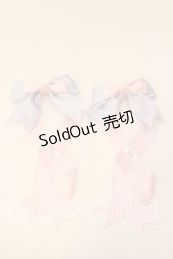 画像1: LOTUS ribbon / ツインテールリボンバレッタ  サックス×ピンク O-25-12-26-079-EL-ZA-IG-OS