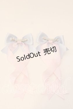 画像2: LOTUS ribbon / ツインテールリボンバレッタ  サックス×ピンク O-25-12-26-079-EL-ZA-IG-OS