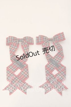 画像1: LOTUS ribbon / ツインテールリボンバレッタ  アカタータンチェック O-25-12-26-082-EL-ZA-IG-OS