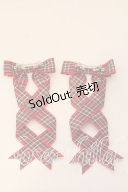 画像2: LOTUS ribbon / ツインテールリボンバレッタ  アカタータンチェック O-25-12-26-082-EL-ZA-IG-OS