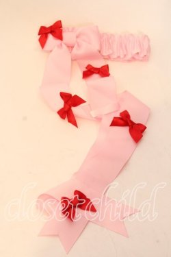 画像1: LOTUS ribbon / リボン ガーターリング  ピンク×アカ O-25-12-26-086-EL-AC-IG-OS