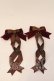画像1: LOTUS ribbon / ツインテールリボンバレッタ  ブラウン×ベロアワイン O-25-12-26-087-EL-ZA-IG-OS (1)