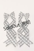 LOTUS ribbon / ツインテールリボンバレッタ  クロ×シロギンガム O-25-12-26-090-EL-ZA-IG-OS