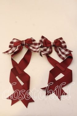 画像1: LOTUS ribbon / ツインテールリボンバレッタ  ワイングログラン×ギンガム O-25-12-26-091-EL-ZA-IG-OS