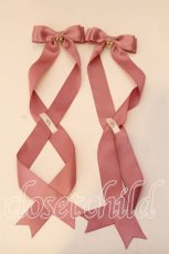 画像1: LOTUS ribbon / ツインテールリボンバレッタ  濃ピンク ハートチャーム O-25-12-26-094-EL-ZA-IG-ZT432-F003 (1)