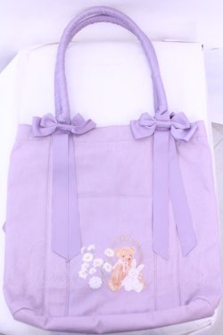 画像1: m petit by misako / ラビットベアプリントトートバッグ  ラベンダー O-25-12-26-1046-LO-BG-OW-OS