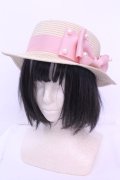 m petit by misako / TT*AMPLリボンカンカン帽 57.5ｃｍ ベージュ×ピンクリボン O-25-12-26-1007-LO-AC-OW-OS
