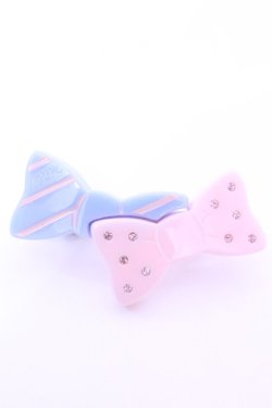 画像1: MILK / ダブルリボンバレッタ  ピンク×サックス O-25-12-26-1068-ML-AC-OW-OS