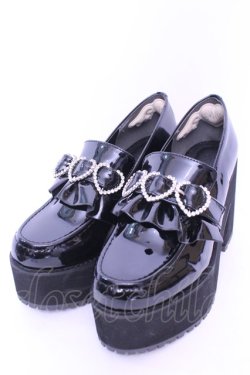 画像1: DearMyLove / キラキラストーンバックル厚底ローファー 23.5ｃｍ クロ O-25-12-26-1082-EL-SH-OW-OS