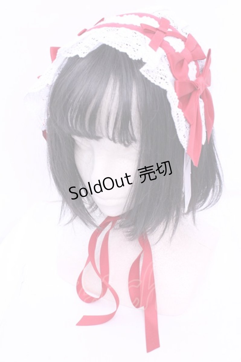 画像1: axes femme kawaii / トーションレースヘッドドレス  オフ×アカ O-25-12-26-1013-AX-AC-IG-ZH (1)