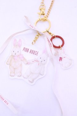 画像1: PINK HOUSE / バラ園うさぎアクリルバッグチャーム   O-25-12-26-1024-LO-ZA-OW-OS
