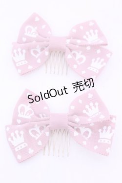 画像1: Innocent World / 王冠リボンコーム  ピンク O-25-12-26-1035-IW-AC-IG-OS