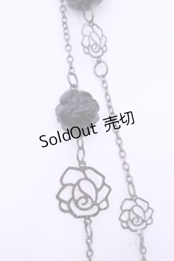 画像2: BPN / ローズフレームビーズネックレス  ブラック×シルバー O-25-12-26-1004-GO-AC-IG-OS