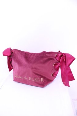 画像1: Maison de FLEUR / ベロアサイドリボントートバッグ  ワイン O-25-12-26-1041-LO-BG-OW-OS