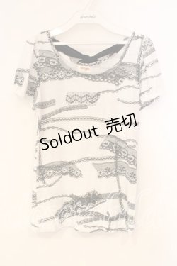 画像1: Emily Temple cute / バックリボン付レースプリントカットソー  グレー O-25-12-29-040-ET-TO-OW-ZT393