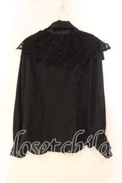 画像2: axes femme / レースケープ風リボン付きブラウス M クロ O-25-12-29-043-AX-BL-OW-OS
