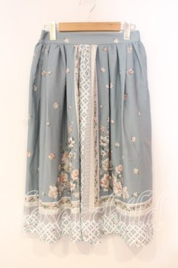 画像1: axes femme / バラスカーフ柄スカート M グリーン O-25-12-29-049-AX-SK-OW-OS