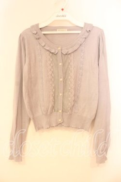 画像1: axes femme / レースデザインニットカーデ M グレー O-25-12-29-052-AX-TO-OW-OS