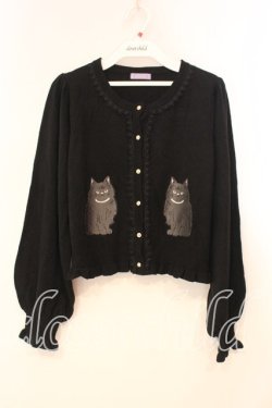 画像1: axes femme kawaii / 猫会ニットカーデ M クロ O-25-12-29-057-AX-TO-OW-OS