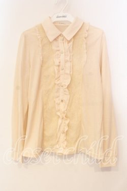 画像1: axes femme / フリル襟付きカットソー M キナリ O-25-12-29-061-AX-TO-OW-OS