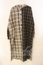 画像1: axes femme / チェック柄パッチワークコート M ブラウン O-25-12-29-066-AX-CO-IG-ZTC061 (1)