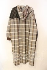 画像2: axes femme / チェック柄パッチワークコート M ブラウン O-25-12-29-066-AX-CO-IG-ZTC061 (2)