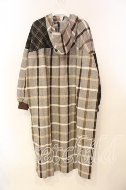 画像2: axes femme / チェック柄パッチワークコート M ブラウン O-25-12-29-066-AX-CO-IG-OS