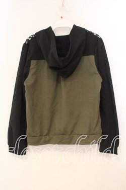 画像2: axes femme / レース切り替えパーカー  カーキグリーン×クロ O-25-12-29-068-AX-TO-IG-OS