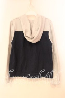 画像2: axes femme / レース切り替えパーカー M グレー×ネイビー O-25-12-29-071-AX-TO-IG-OS